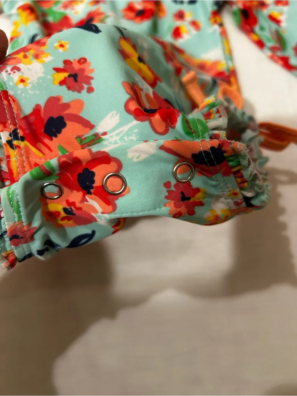 Ruffle Butts Girl's 3-6m Floral Long Sleeve Rash Guard One Piece Swimsuit